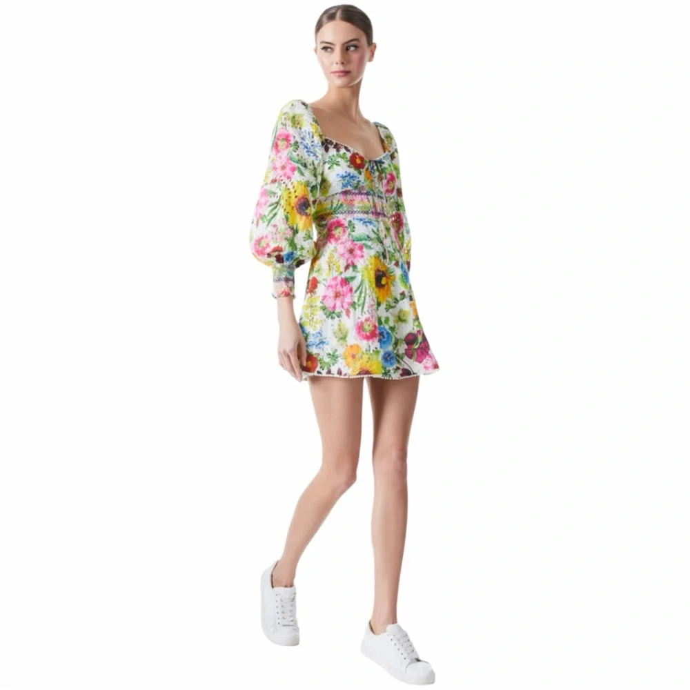 NWT Alice + Olivia Crawford Sweetheart Mini Dress Size 0 Sunday Stroll/Multi